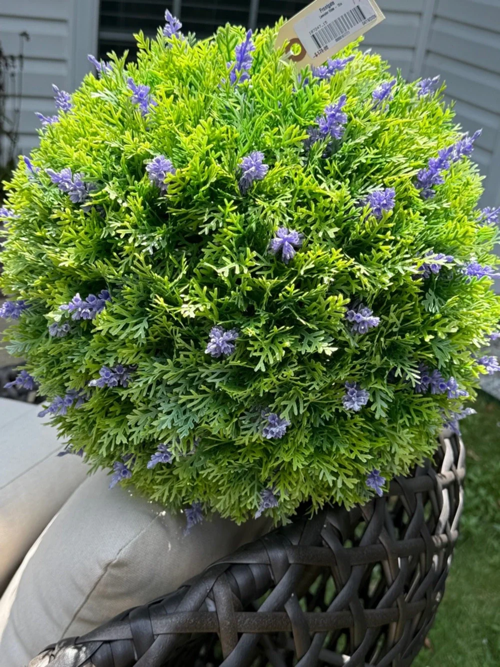 Frontgate Artificial Lavender Topiary Ball - Green and Purple Faux Floral Accent